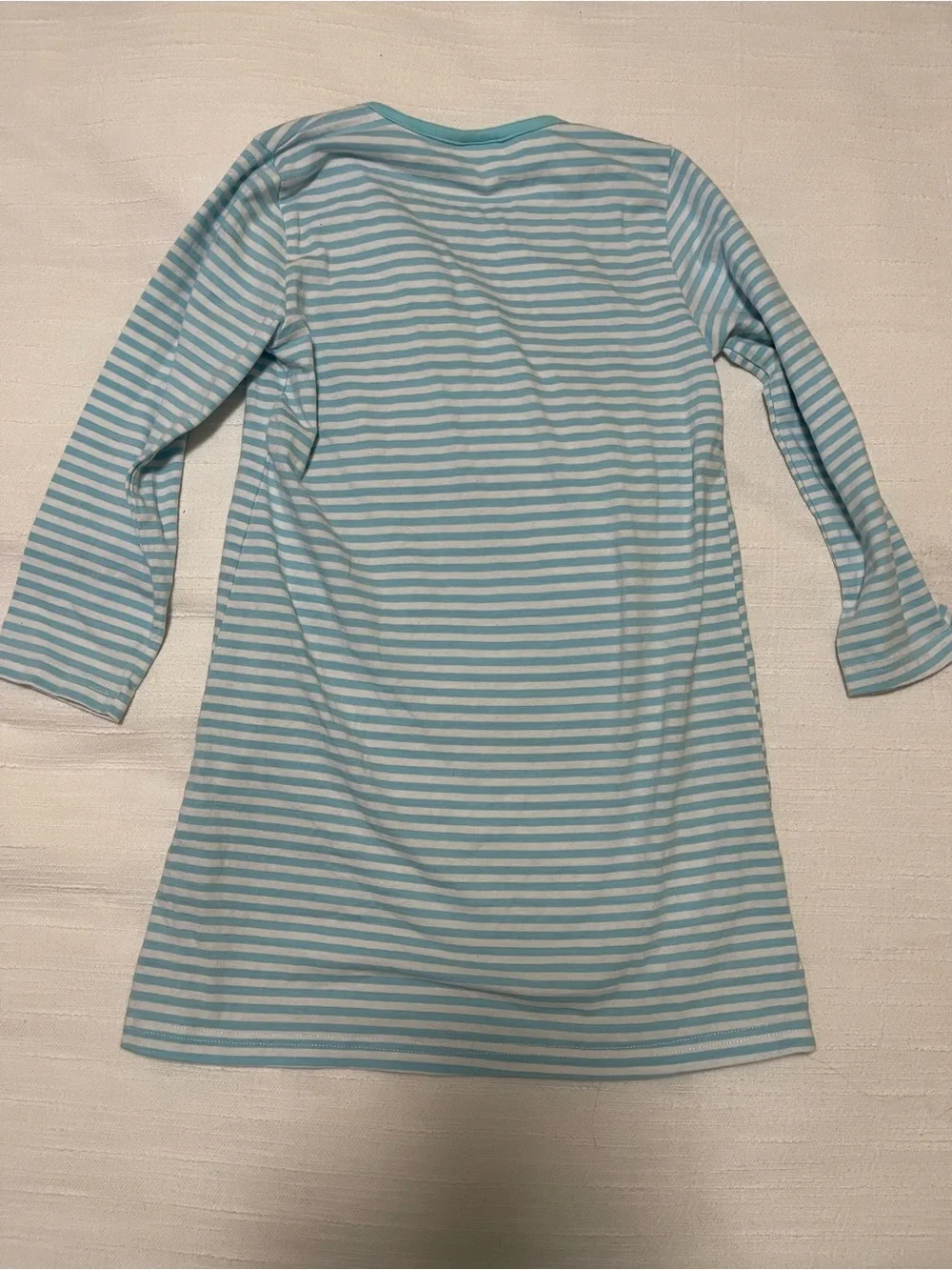 Girls' Light Blue Striped Horse Applique Long Sleeve Top